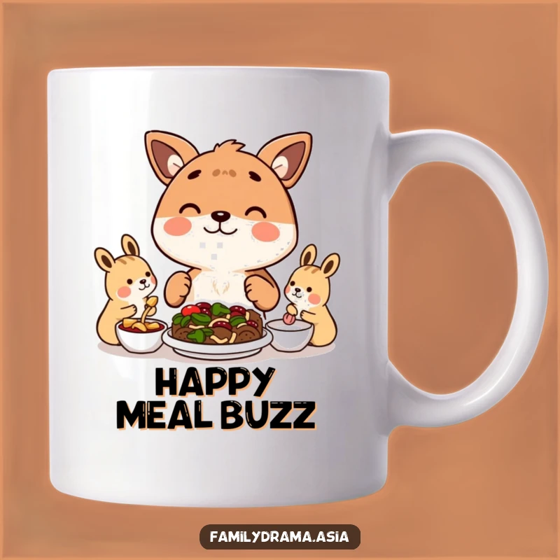 Funny Feast Mug: Happy Animal Sharing Meal Joyful Gift