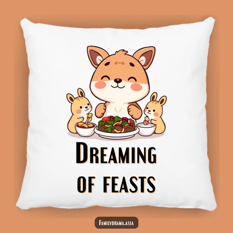 Funny Pillow: Happy Animal Meal Sharing Comfort Gift