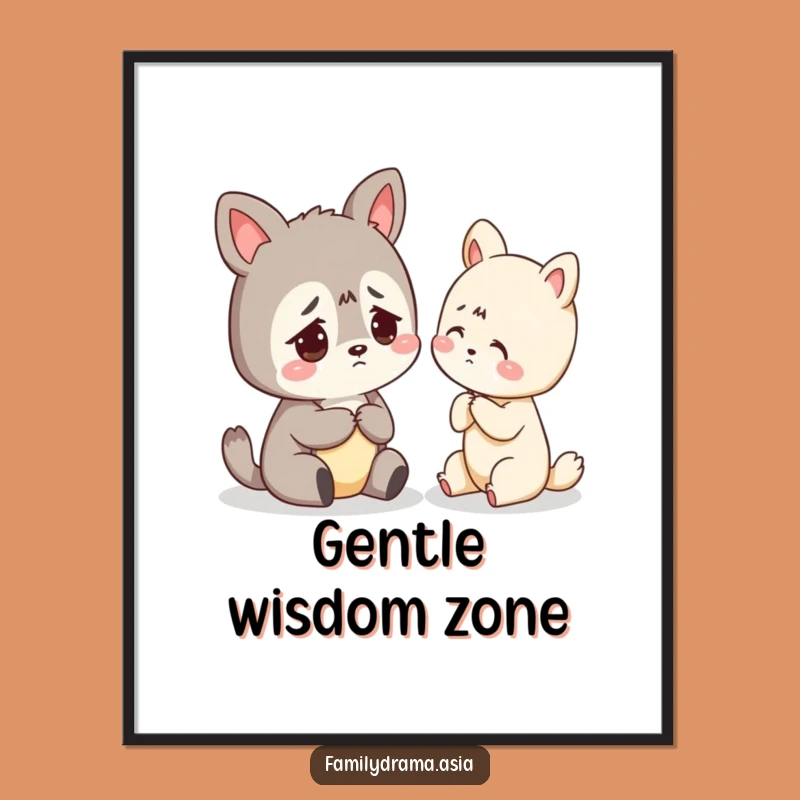 Funny Digital Art: Worried Animal Gentle Advice Print