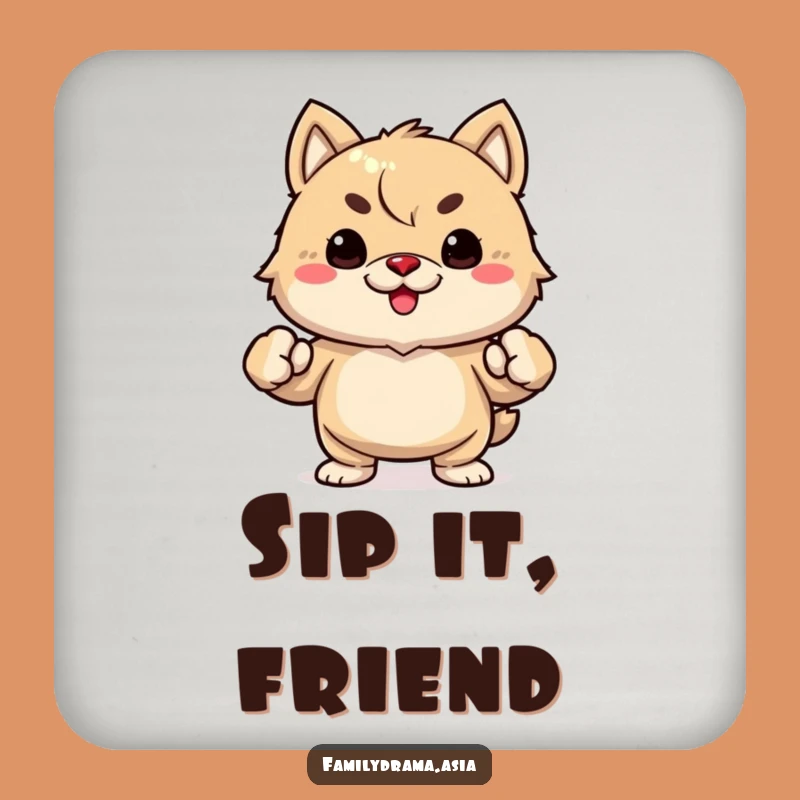 Funny Determined Fuzzy Animal Drink Coaster, Protect Surfaces with Humor