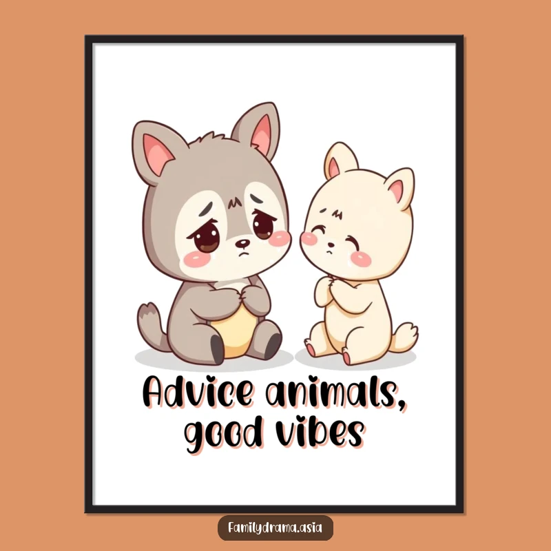 Funny Free Printable Wall Art: Worried Animal Advice Downloadable Home Decor