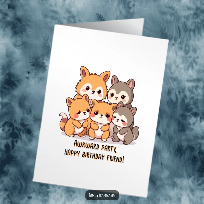 Funny Free Printable Birthday Card featuring stylized animals looking concerned about a very minor disagreement for a hilarious DIY gift.