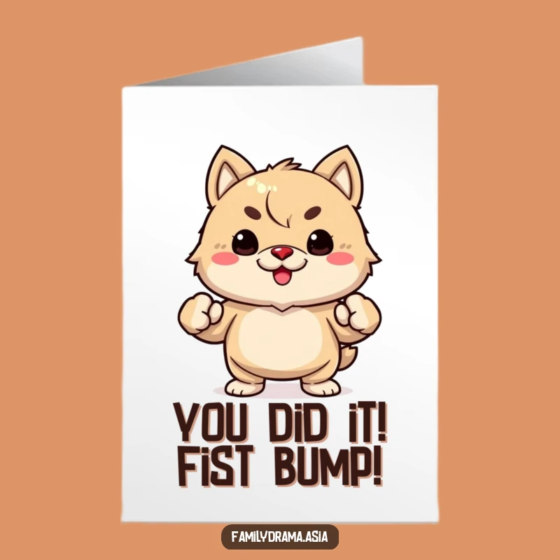 Free Printable Congrats Card: Fuzzy Animal Victory Fist Pump Downloadable!