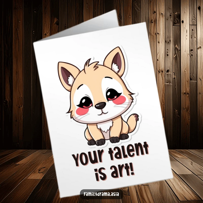 Funny Free Printable Congratulations Card: Stylized character with vibrant markings giving a slight bow, perfect for congrats.