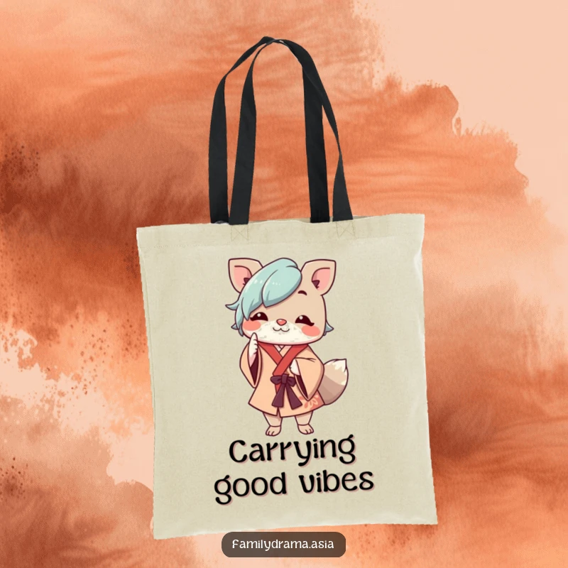 Funny tote bag showing a cheerful animal character in flowing robes respectfully nodding, making everyday tasks more graceful.