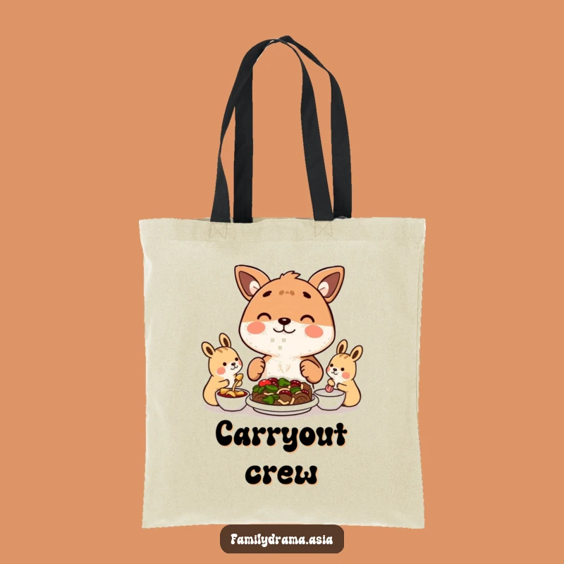 Funny Tote Bag: Happy Animal Meal Sharing Carry-All