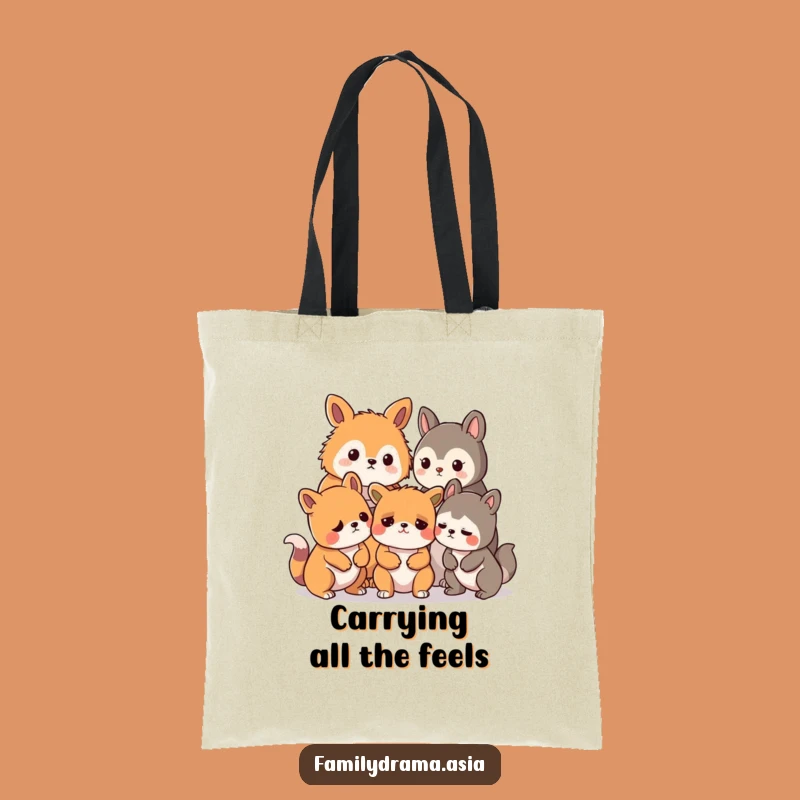 Funny Tote Bag: Stylized Animals Mild Disagreement Carry-All